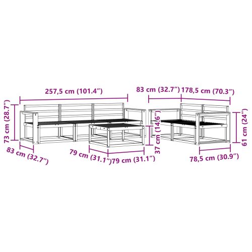Комплект дивани за открито 6 pcs Естествен