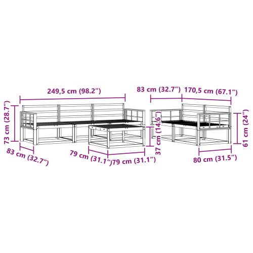 Комплект дивани за открито 6 pcs Естествен