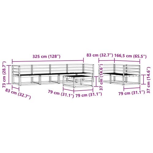 Комплект дивани за открито 7 pcs Естествен