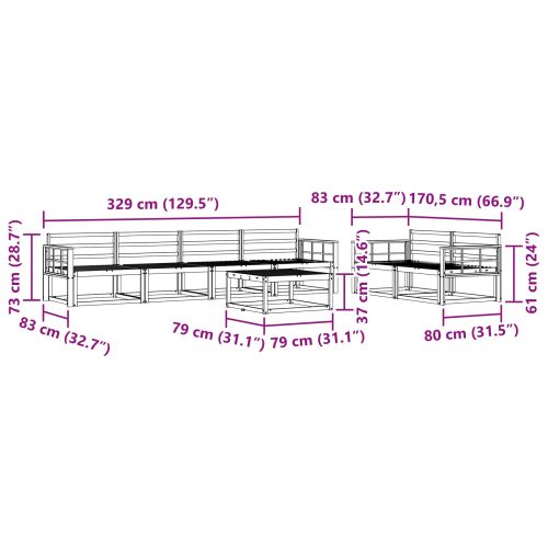 Комплект дивани за открито 7 pcs Естествен