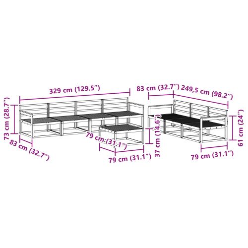 Комплект дивани за открито 8 pcs Естествен