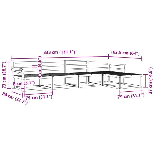 Комплект дивани за открито 5 pcs Естествен