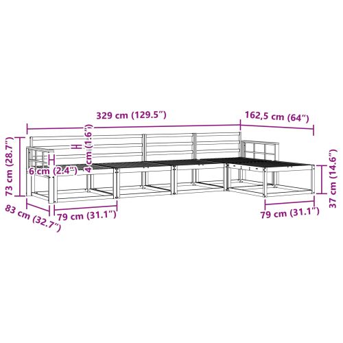 Комплект дивани за открито 5 pcs Естествен