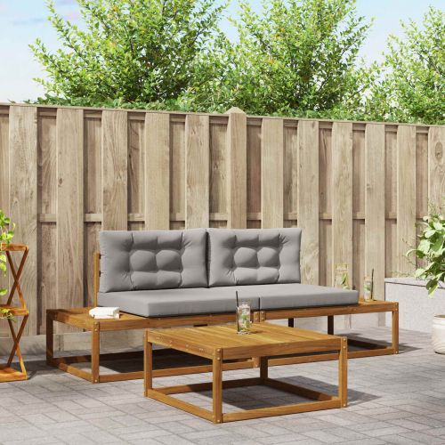 Комплект дивани за открито 3 Брой Естествено и светло сиво