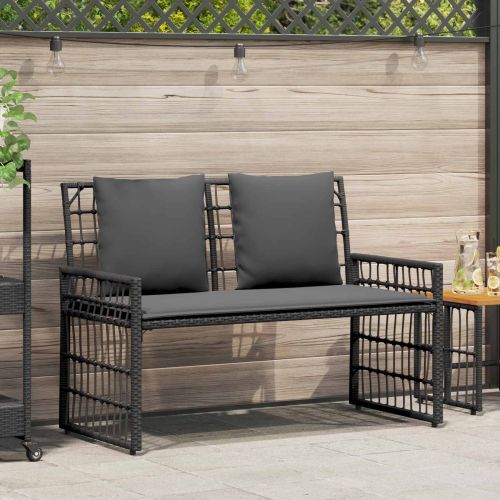 Външна пейка Едноцветен Черно и тъмно сиво 116 x 55 x 82 см