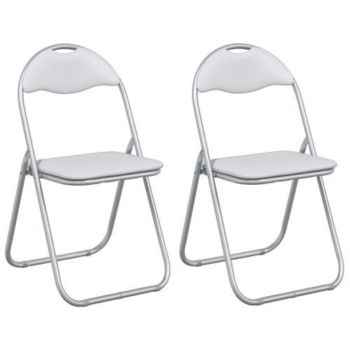 Сгъваем стол 2 pcs Бяло и сиво 48 x 43,5 x 81 см Изкуствена