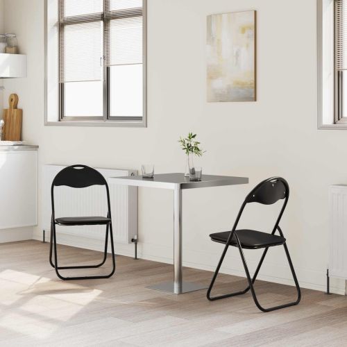 Сгъваем стол 2 pcs Черен 48 x 43,5 x 81 см Изкуствена