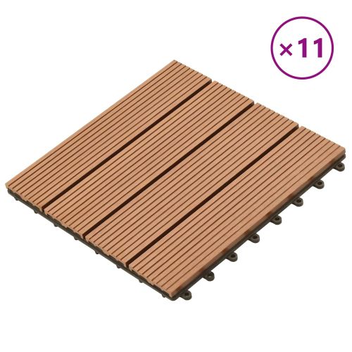 Плочка за decking 11 pcs Кафяво 30 x 30 cm WPC