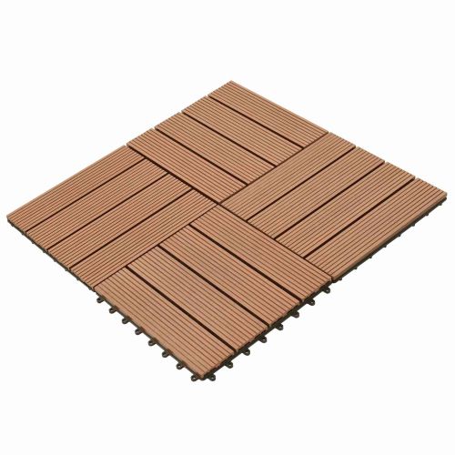 Плочка за decking 11 pcs Кафяво 30 x 30 cm WPC
