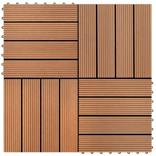 Плочка за decking 11 pcs Кафяво 30 x 30 cm WPC