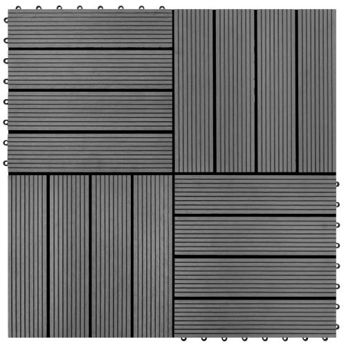 Плочка за decking 11 pcs Сив 30 x 30 cm WPC