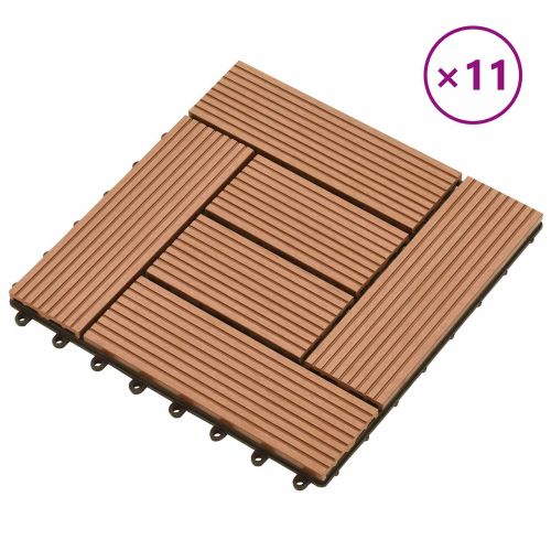 Плочка за decking 11 pcs Кафяво 30 x 30 cm WPC