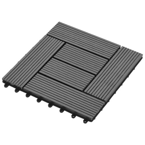Плочка за decking 11 pcs Сив 30 x 30 cm WPC