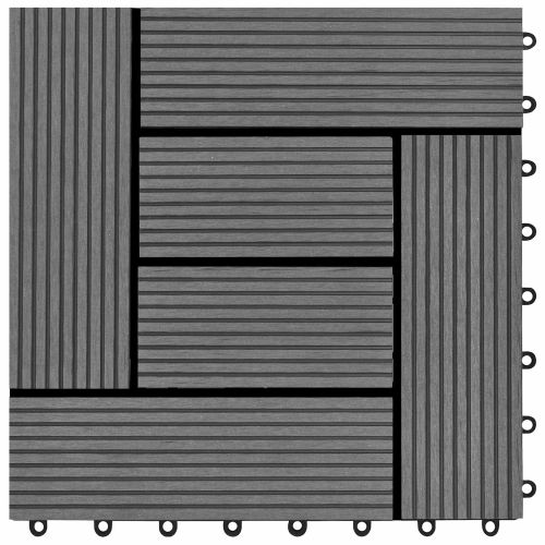 Плочка за decking 11 pcs Сив 30 x 30 cm WPC
