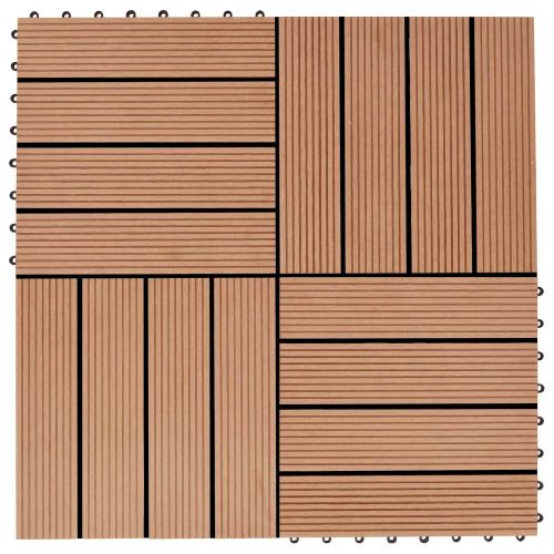 Плочка за decking 11 pcs Тик 30 x 30 cm WPC