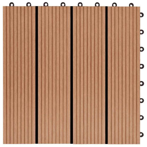 Плочка за decking 11 pcs Тик 30 x 30 cm WPC