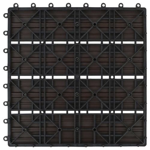 Плочка за decking 11 pcs Тъмен кафяв 30 x 30 cm WPC