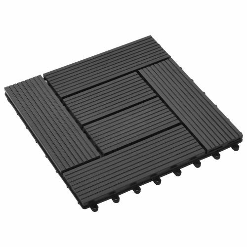 Плочка за decking 11 pcs Черен 30 x 30 cm WPC
