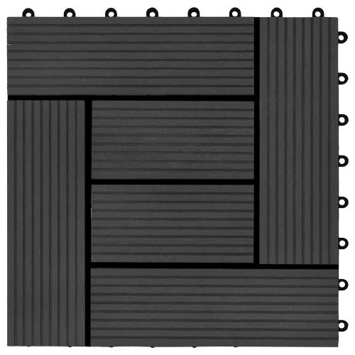 Плочка за decking 11 pcs Черен 30 x 30 cm WPC