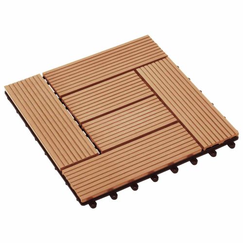 Плочка за decking 11 pcs Тик 30 x 30 cm WPC