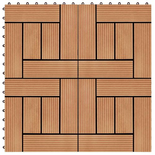 Плочка за decking 11 pcs Тик 30 x 30 cm WPC