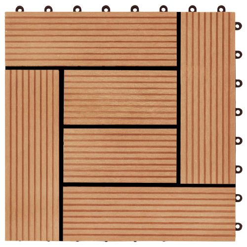 Плочка за decking 11 pcs Тик 30 x 30 cm WPC