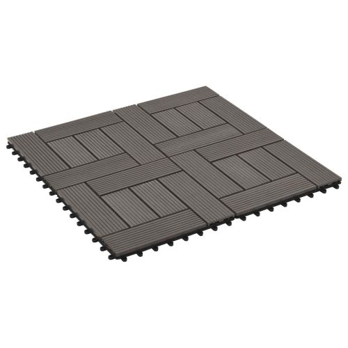 Плочка за decking 11 бр. Тъмен кафяв 30 x 30 cm WPC
