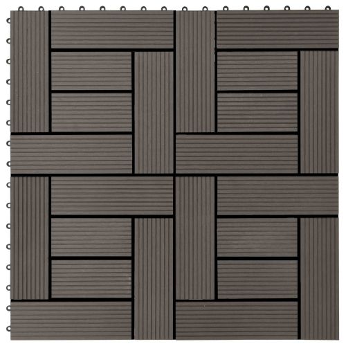 Плочка за decking 11 бр. Тъмен кафяв 30 x 30 cm WPC