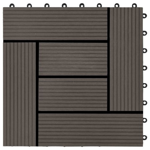 Плочка за decking 11 бр. Тъмен кафяв 30 x 30 cm WPC