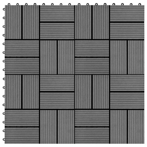 Плочка за decking 11 pcs Сив 30 x 30 cm WPC