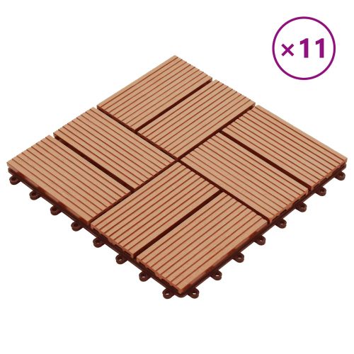 Плочка за decking 11 pcs Тик 30 x 30 cm WPC