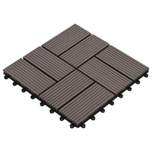 Плочка за decking 11 pcs Тъмен кафяв 30 x 30 cm WPC