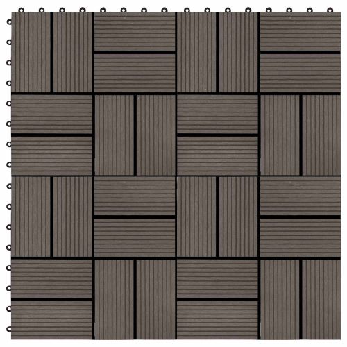 Плочка за decking 11 бр. Тъмен кафяв 30 x 30 cm WPC