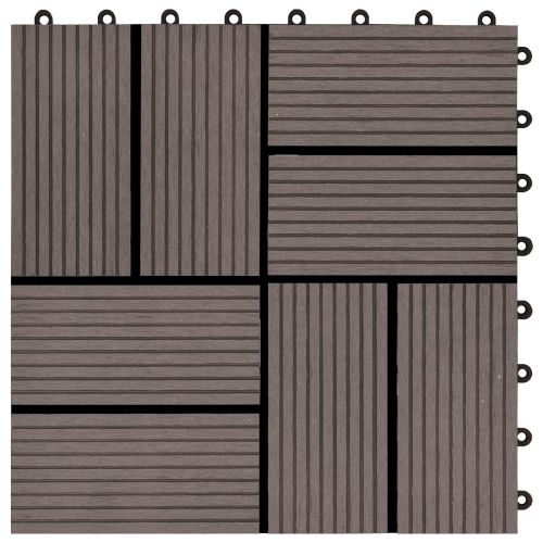 Плочка за decking 11 бр. Тъмен кафяв 30 x 30 cm WPC