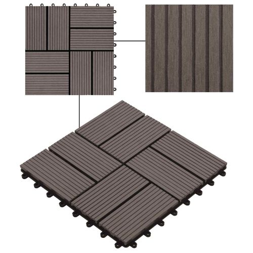 Плочка за decking 11 бр. Тъмен кафяв 30 x 30 cm WPC