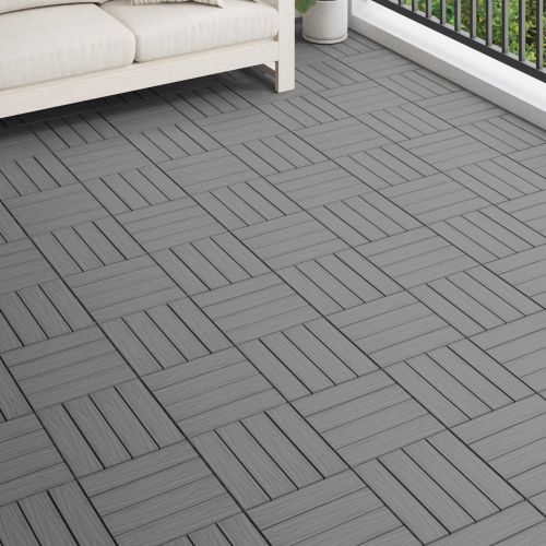 Плочка за decking 3D дизайн 11 pcs Сив 30 x 30 cm WPC