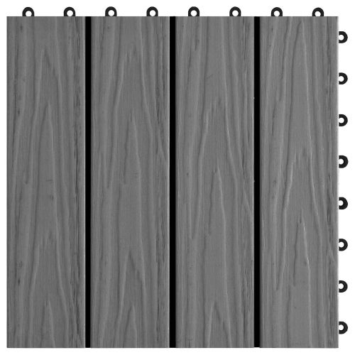 Плочка за decking 3D дизайн 11 pcs Сив 30 x 30 cm WPC