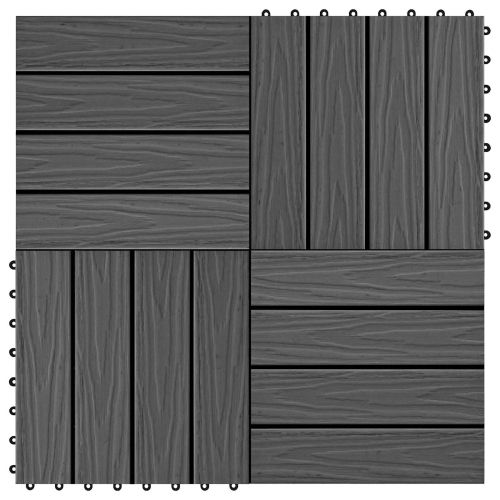 Плочка за decking 3D дизайн 11 бр. Черно 30 x 30 cm WPC