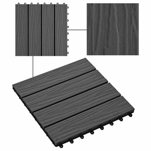Плочка за decking 3D дизайн 11 бр. Черно 30 x 30 cm WPC