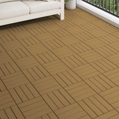 Плочка за decking 3D дизайн 11 pcs Тик 30 x 30 cm WPC