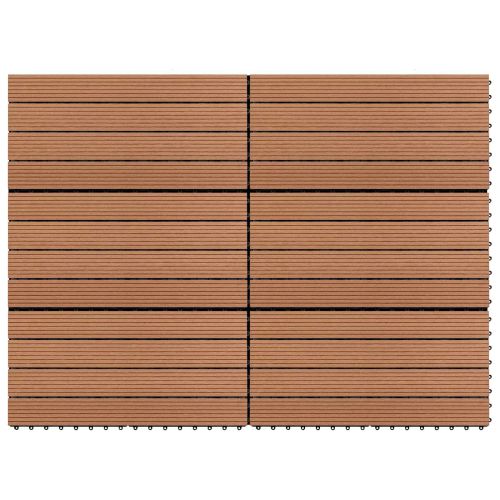 Плочка за decking 6 pcs Кафяво 60 x 30 cm WPC