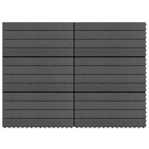 Плочка за decking 6 pcs Черен 60 x 30 cm WPC