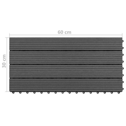 Плочка за decking 6 pcs Черен 60 x 30 cm WPC