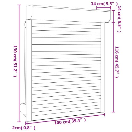 Ролетна щора Бял 100 x 130 cm Алуминий и полиреутан