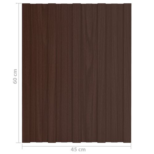 Покривен панел 12 pcs Кафяво 60 x 45 cm Поцинкована стомана