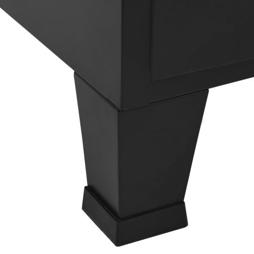 Офис шкаф мрежести врати промишлен черен 75x40x120 cм стомана
