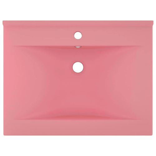 Луксозна мивка с отвор за кран розов мат 60x46 см керамика