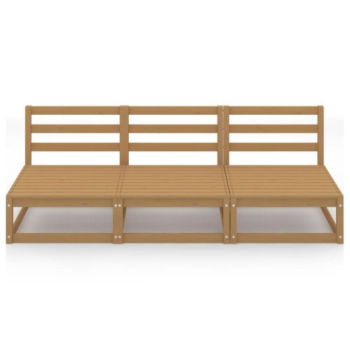 Градински 3-местен диван, меденокафяв, бор масив