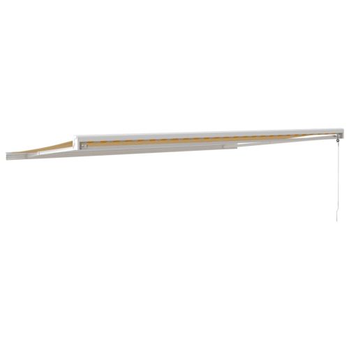 Прибираща се тента жълто и бяло 5x3 м плат и алуминий