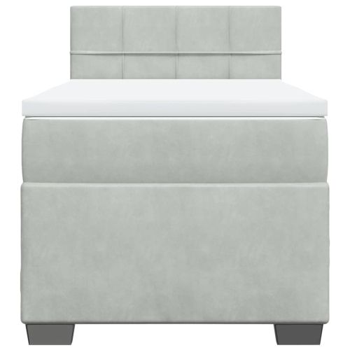 Боксспринг легло с матрак, светлосиво, 80x200 см, кадифе